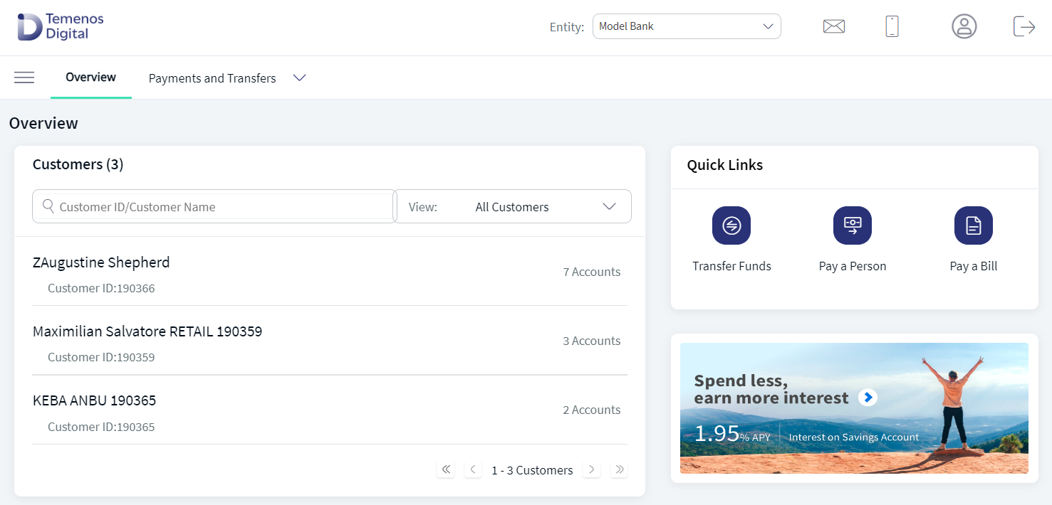 Customer Dashbaord overview